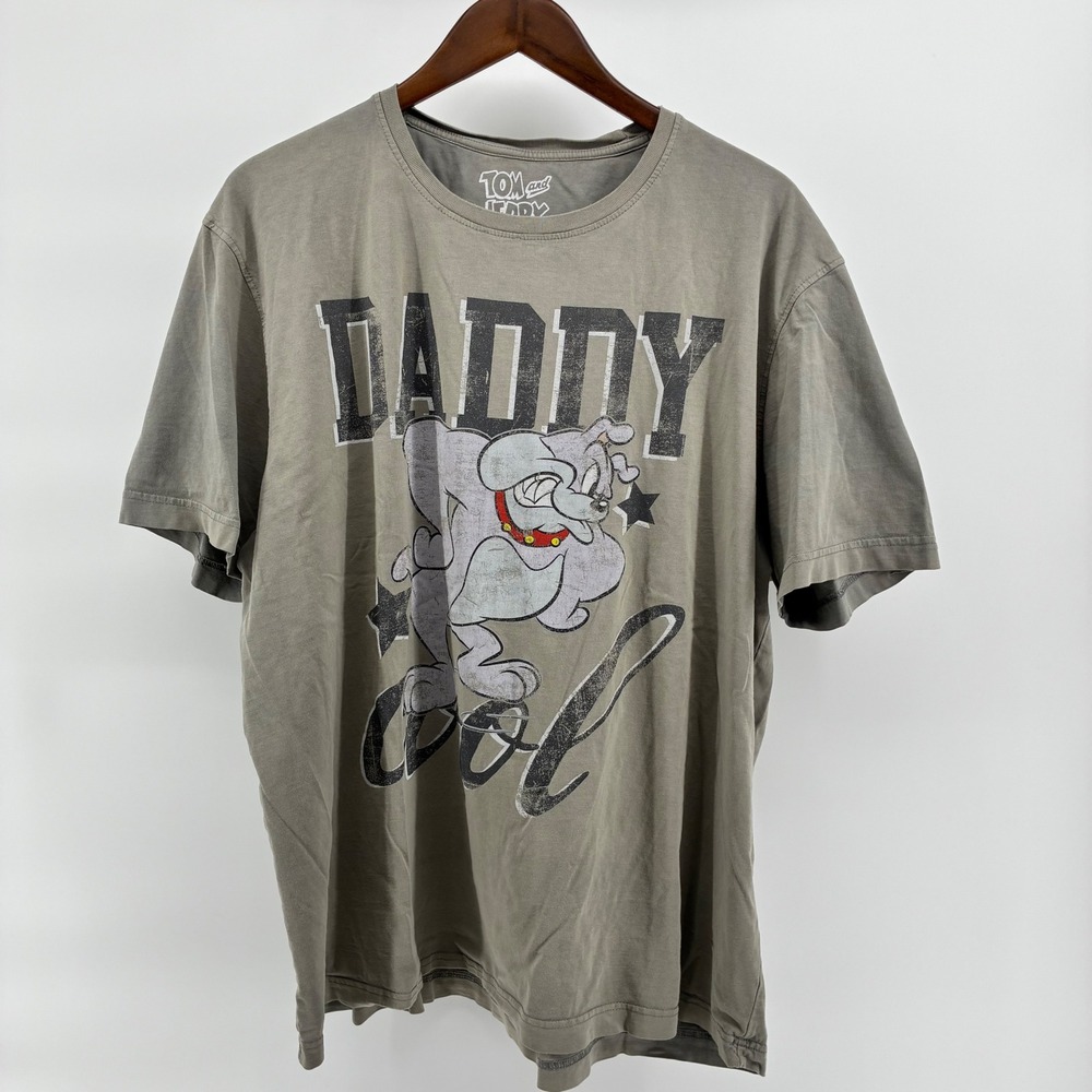 Tom and Jerry Spike the Bulldog Daddy Cool Graphic T-Shirt XXXL Olive Green